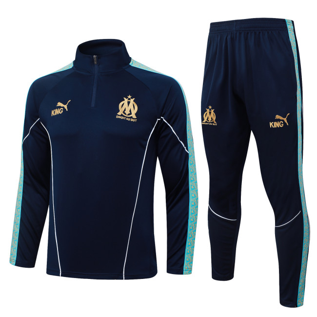 25-26 Marseille Dark blue Half Pull Tracksuit (半拉链)