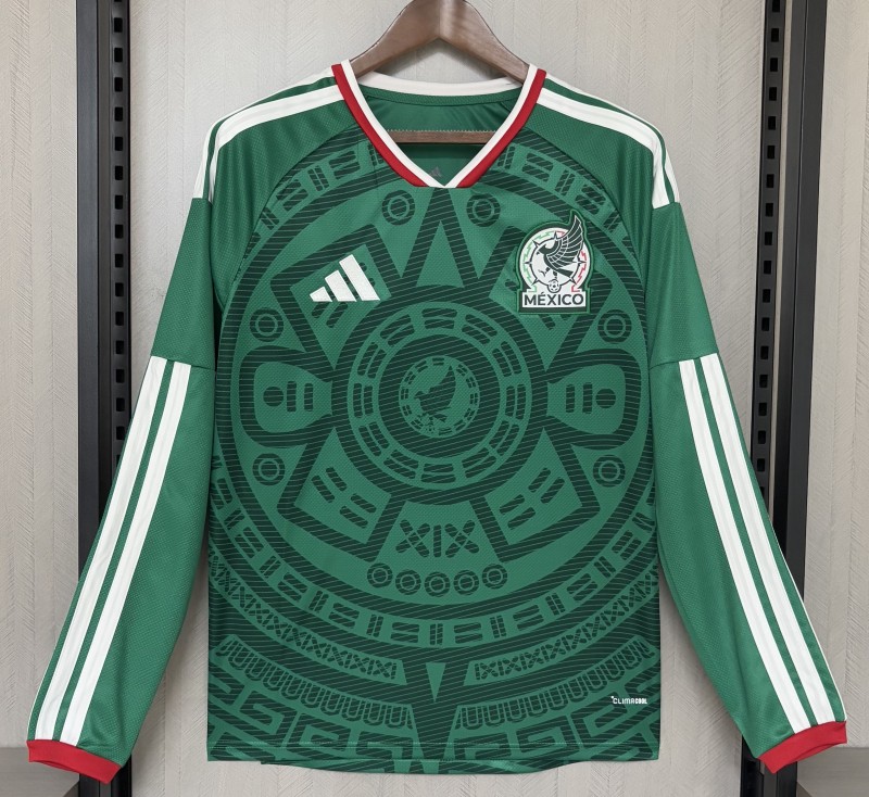 26-27 Mexico Home Long Sleeve Fans Soccer Jersey
