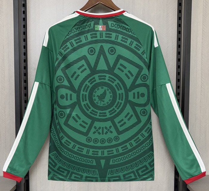 26-27 Mexico Home Long Sleeve Fans Soccer Jersey