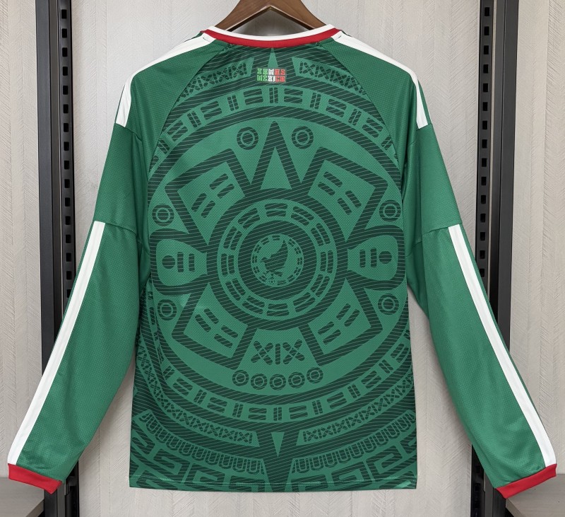 26-27 Mexico Home Long Sleeve Fans Soccer Jersey