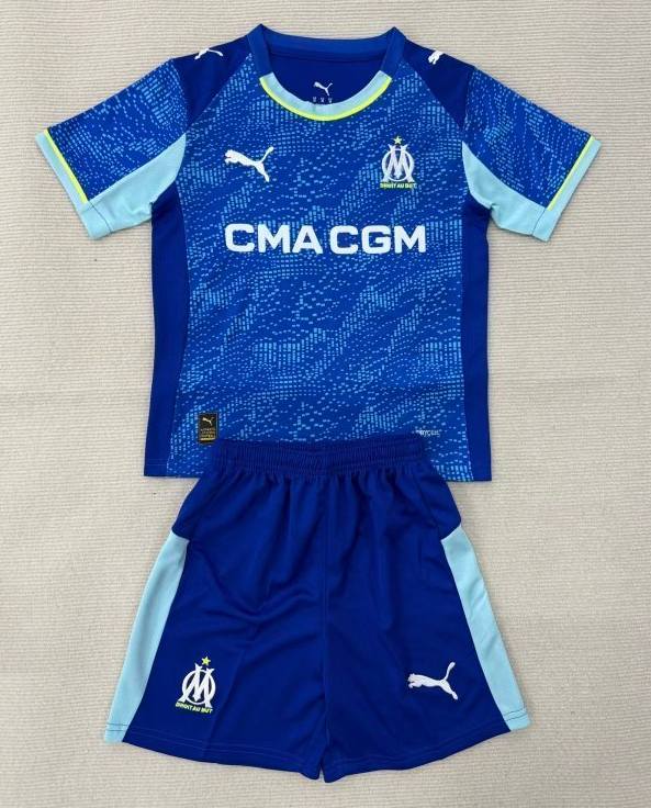 25-26 Marseille Second Away Kids Soccer Jersey