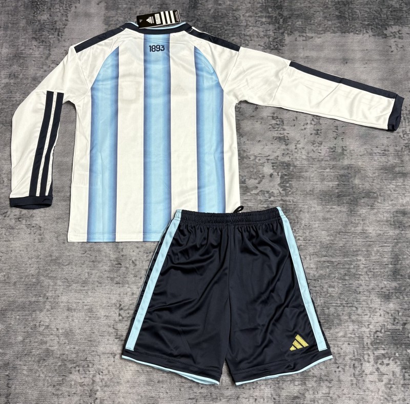 26-27 Argentina Home Kids Long Sleeves Soccer Jersey(带胸前盾）