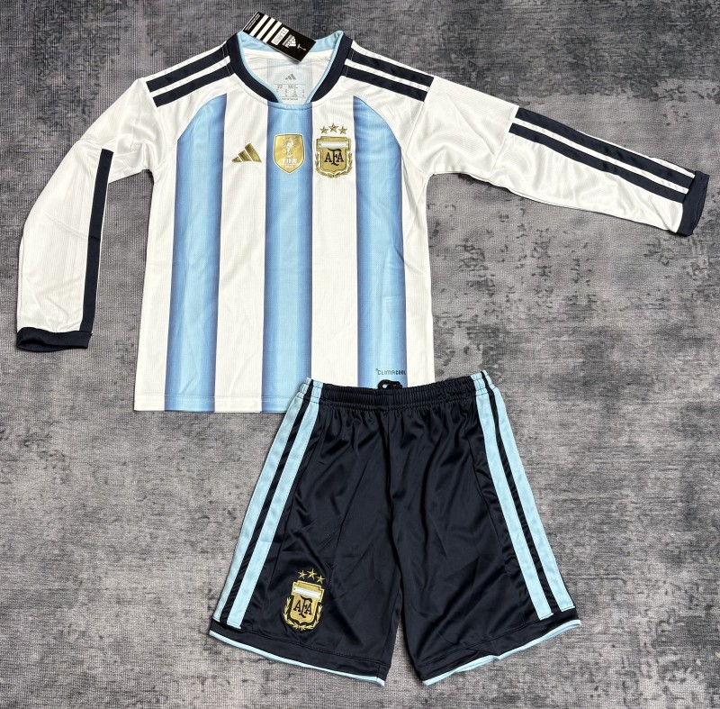 26-27 Argentina Home Kids Long Sleeves Soccer Jersey(带胸前盾）