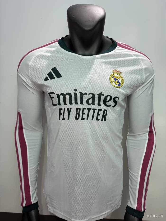 26-27 RMA Home Player Version Long Sleeves Soccer Jersey