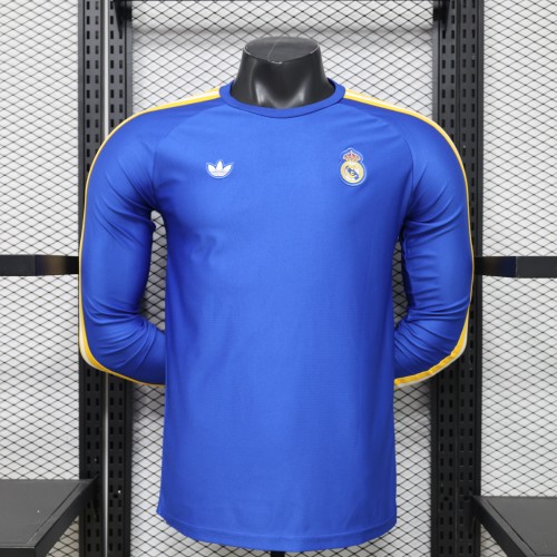 26-27 RMA Bule Player Version Long Sleeves Soccer Jersey