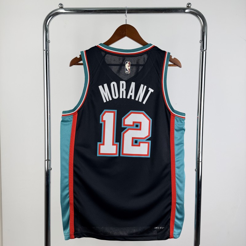 25-26 Grizzlies MORANT #12 Black Top Quality Hot Pressing NBA Jersey
