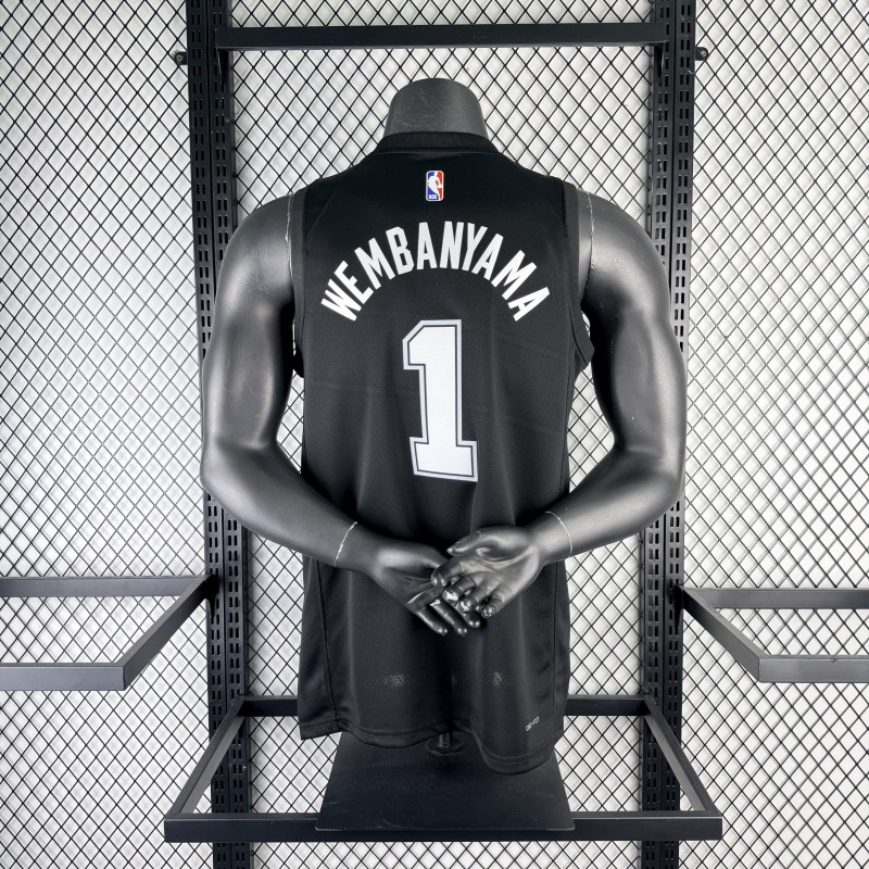 25-26 SA Spurs WEMBANYAMA #1 Black Top Quality NBA Jersey