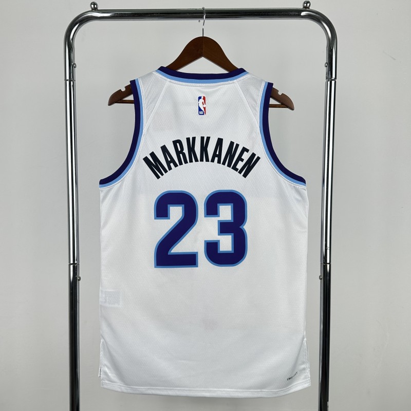 25-26 JAZZ MARKKANEN #23 White Top Quality Hot Pressing NBA Jersey