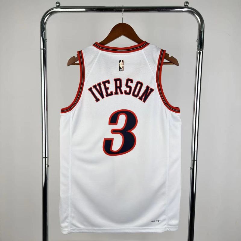 25-26 76ERS IVERSON #3 Top White Quality NBA Jersey