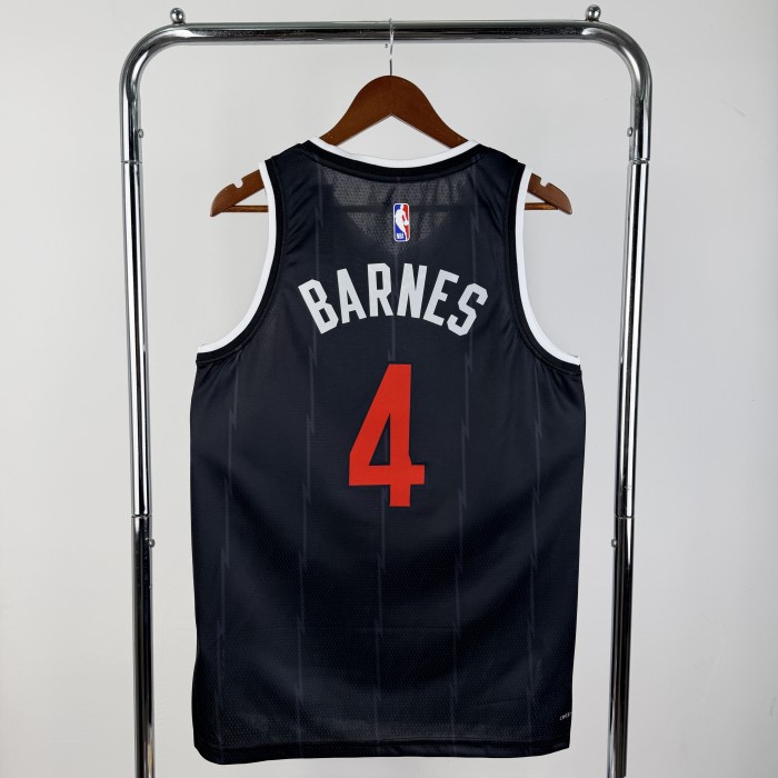 25-26 Raptors BARNES #4 Black Top Quality NBA Jersey