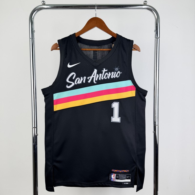 25-26 SA Spurs WEMBANYAMA #1 Black Top Quality NBA Jersey