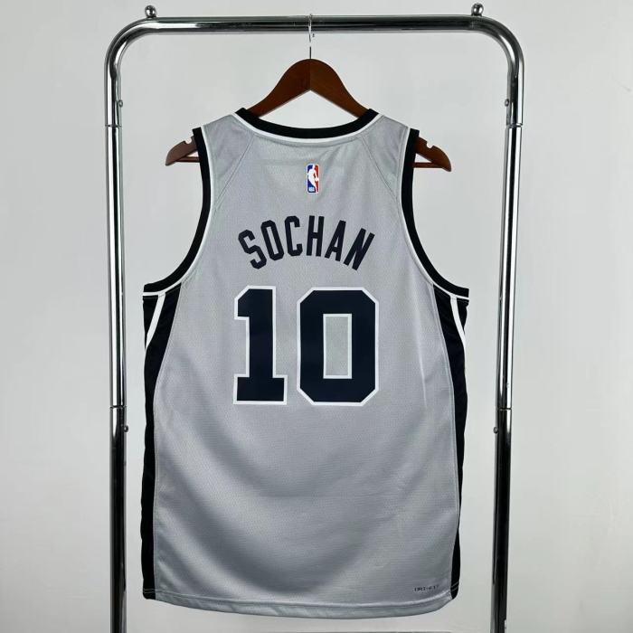 25-26 SA Spurs SOCHAN #10 Grey Top Quality Hot Pressing NBA Jersey