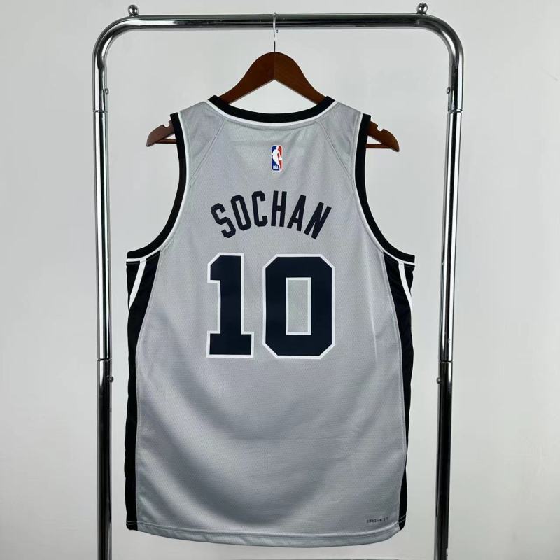 25-26 SA Spurs SOCHAN #10 Grey Top Quality Hot Pressing NBA Jersey