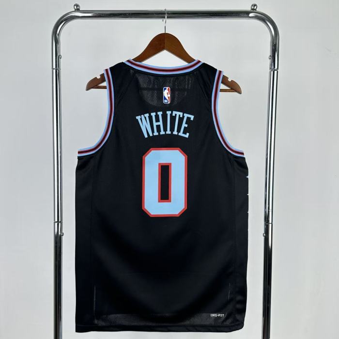 25-26 BULLS WHITE #0 Black Top Quality  NBA Jersey