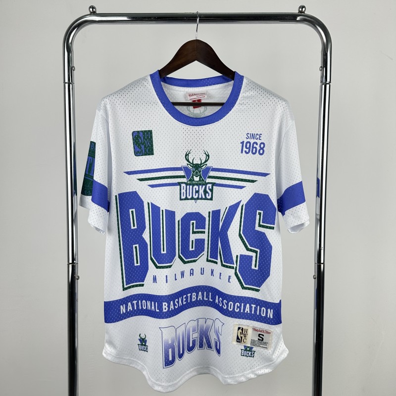 2026 BUCKS White Retro High Quality Casual T-Shirt #MN