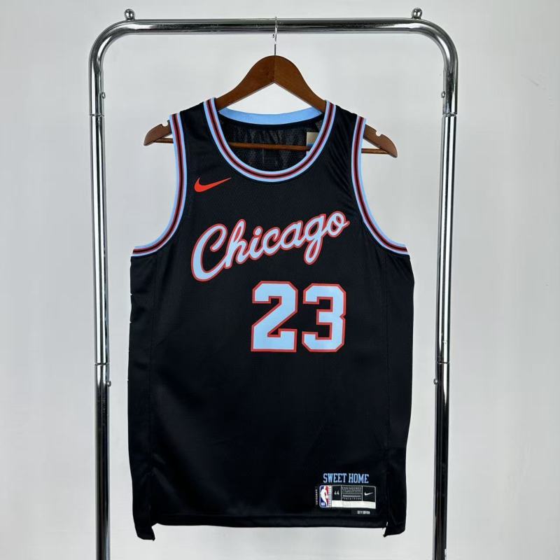 25-26 BULLS JORDAN #23 Black Top Quality  NBA Jersey