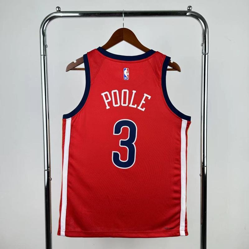 22-23 Pelicans POOLE #3 Red Top Quality Hot Pressing NBA Jersey (Trapeze Edition) 飞人版