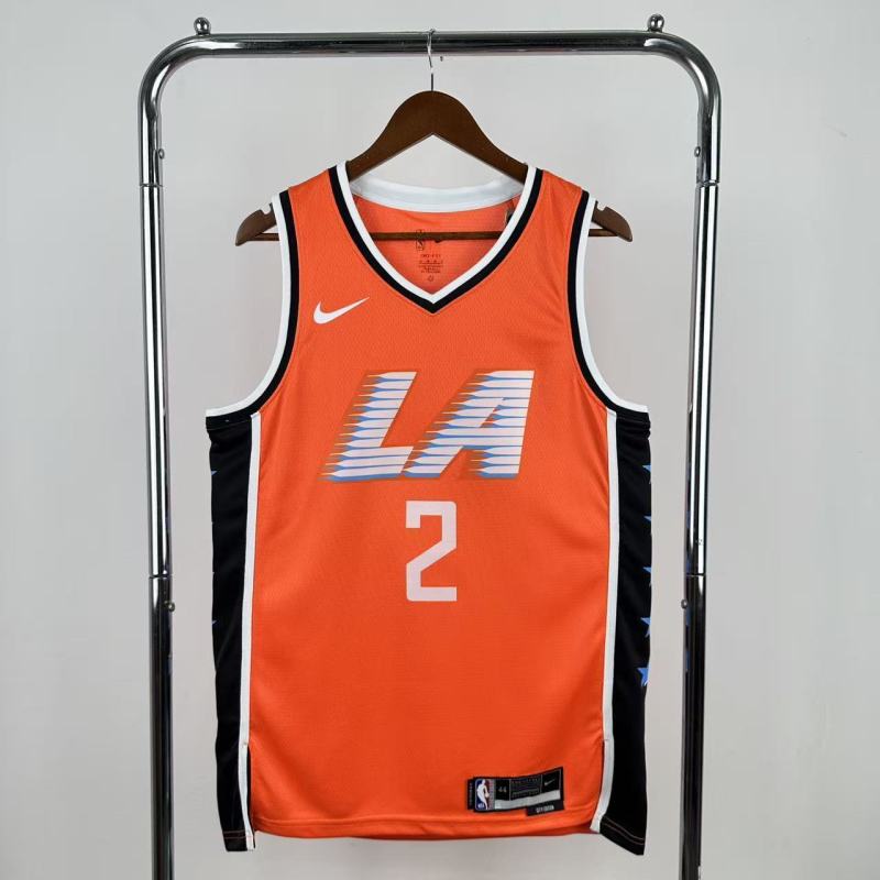 25-26 Clippers LEONARD #2 Orange City Edition Top Quality Hot Pressing NBA Jersey