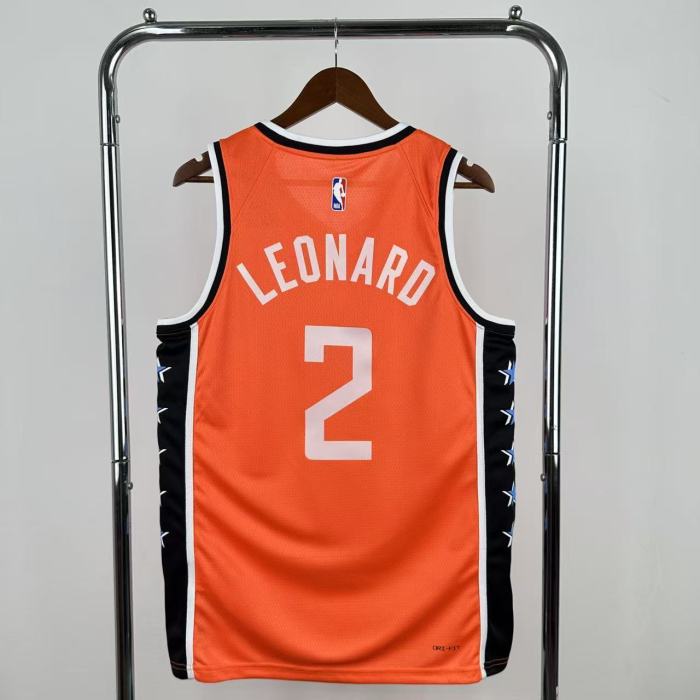 25-26 Clippers LEONARD #2 Orange City Edition Top Quality Hot Pressing NBA Jersey