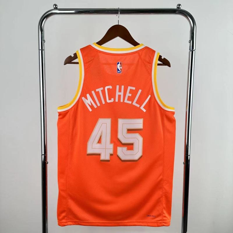 25-26 Cleveland Cavaliers MITCHLL #45 Orange City Edition Top Quality Hot Pressing NBA Jersey