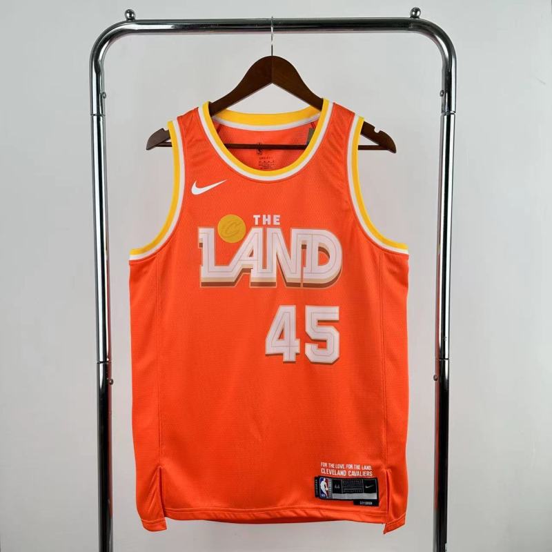 25-26 Cleveland Cavaliers MITCHLL #45 Orange City Edition Top Quality Hot Pressing NBA Jersey