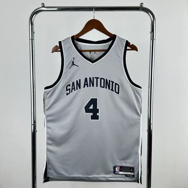 25-26 SA SPURS FOX #4 Grey Top Quality Hot Pressing NBA Jersey