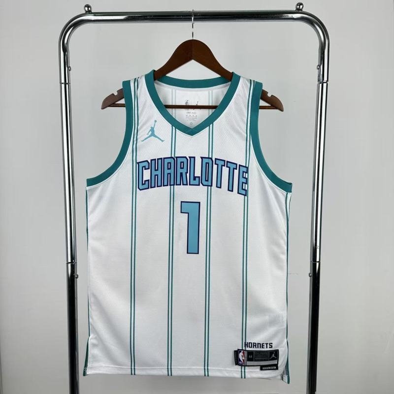 22-23 HORNETS BALL #1 White Top Quality Hot Pressing NBA Jersey