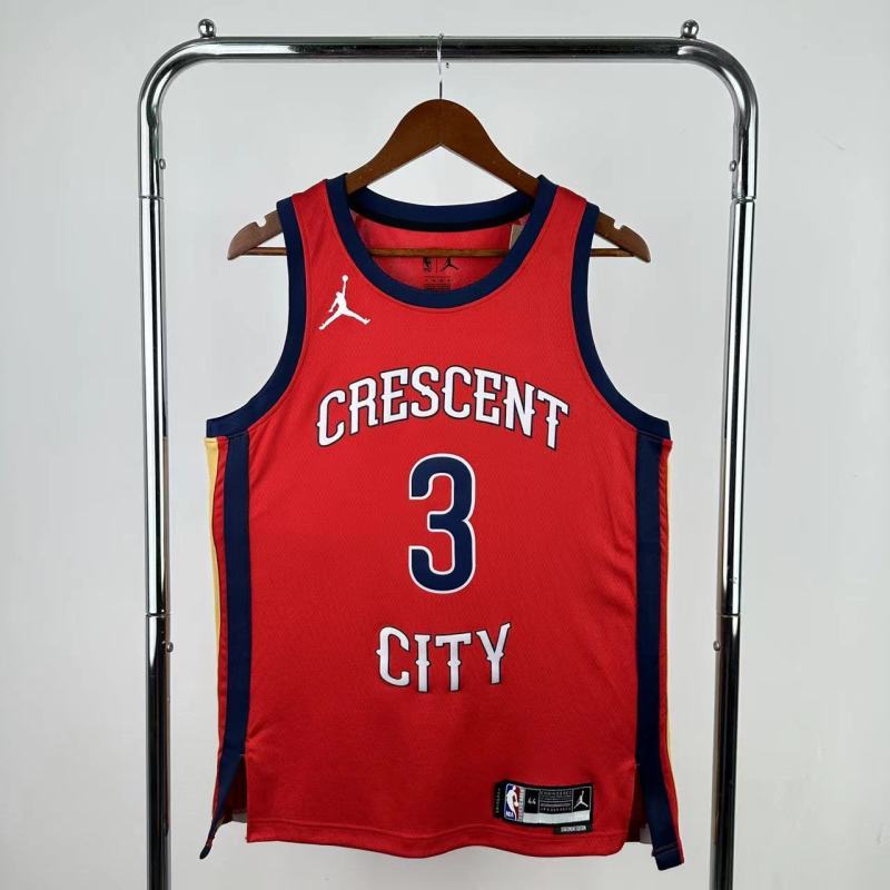 22-23 Pelicans POOLE #3 Red Top Quality Hot Pressing NBA Jersey (Trapeze Edition) 飞人版