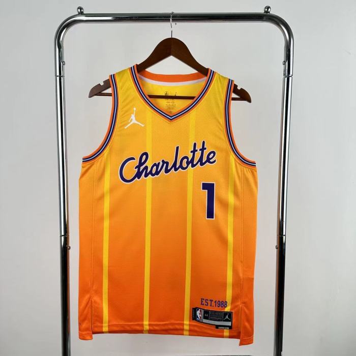25-26 Hornets BALL #1 Orange City Edition Top Quality Hot Pressing NBA Jersey