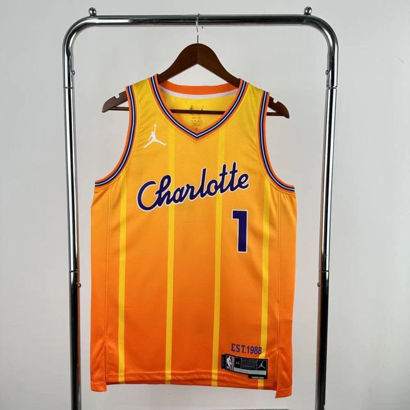 25-26 Hornets BALL #1 Orange City Edition Top Quality Hot Pressing NBA Jersey