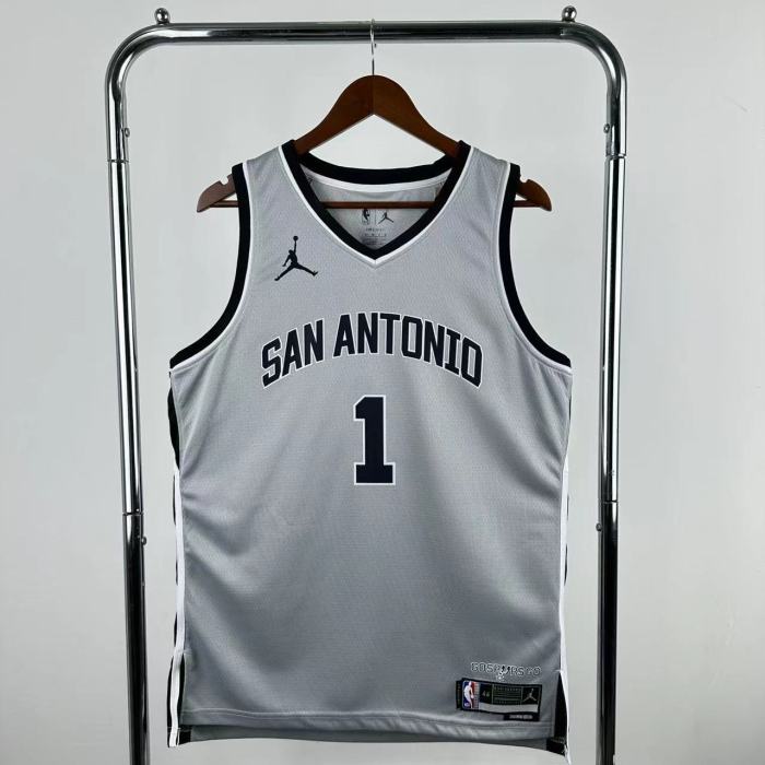 25-26 SA SPURS WEMBANYAMA #1 Grey Top Quality Hot Pressing NBA Jersey