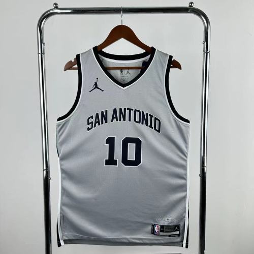 25-26 SA Spurs SOCHAN #10 Grey Top Quality Hot Pressing NBA Jersey