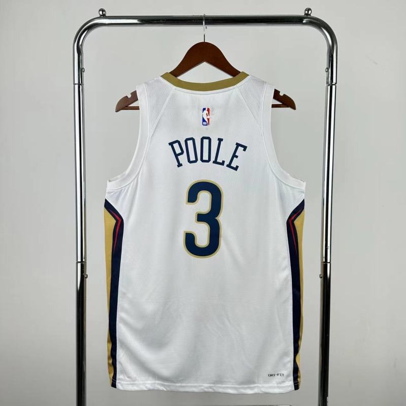 22-23 Pelicans POOLE #3 White Top Quality Hot Pressing NBA Jersey（V领）