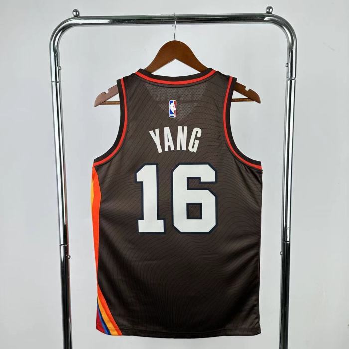 20-21 Trail Blazers YANG #16 Black Top Quality Hot Pressing NBA Jersey