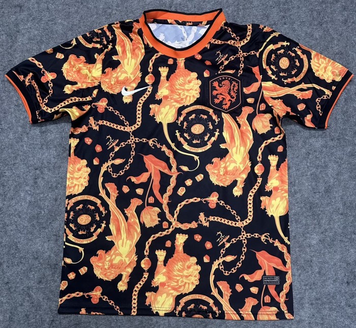 26-27 Netherlands Orange Black Joint Edition Training shirts
