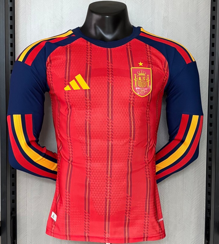 26-27 Spain Home Long Sleeves Player Version Soccer Jersey