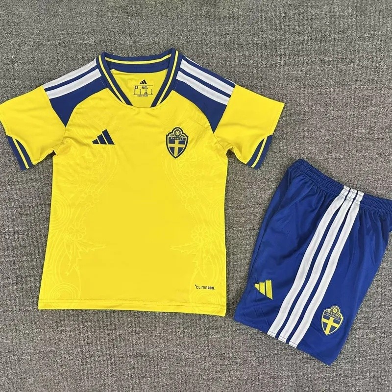 26-27 Sweden Home Kids Soccer Jersey