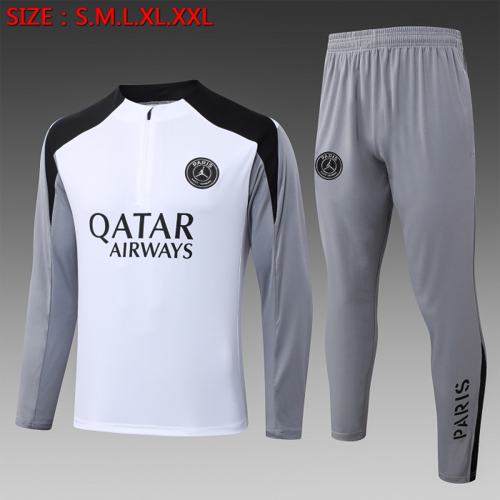 26-27 PSG White Gray Half Pull Tracksuit (半拉链)