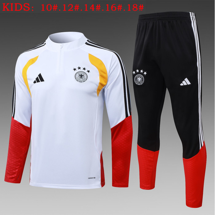 25-26 Germany White Kids Half Pull Tracksuit (童装)(半拉链)