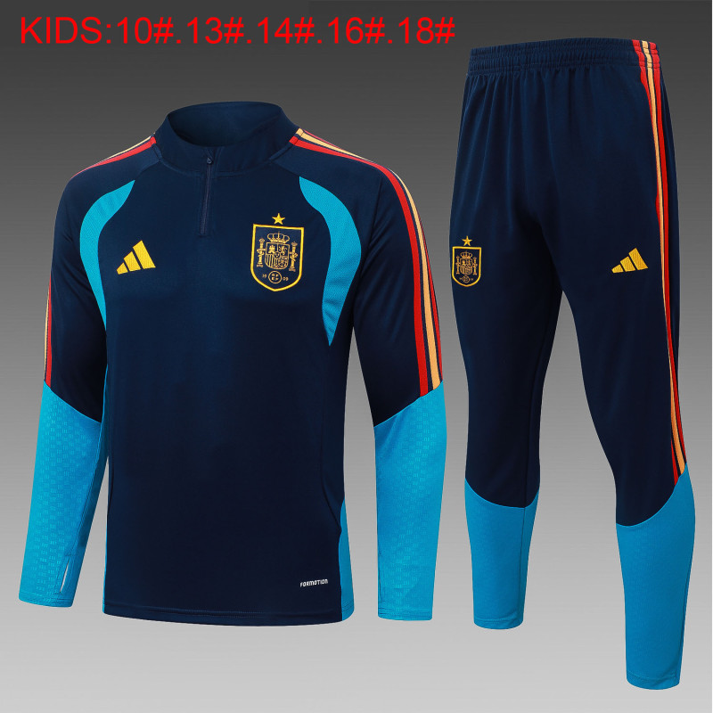 26-27 Spain Royal Blue Half Pull Tracksuit（半拉童装）