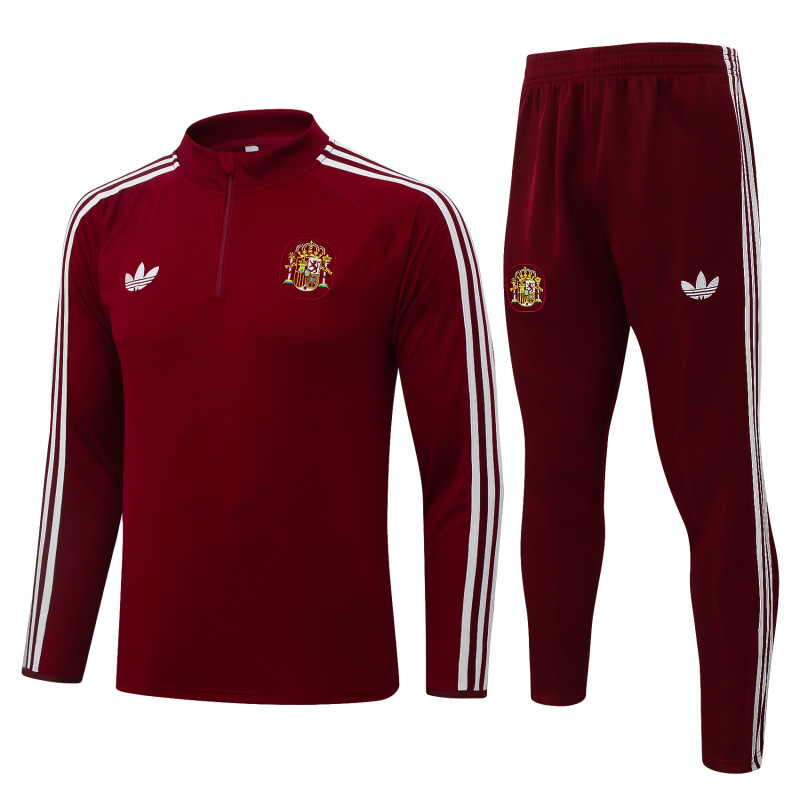 26-27 Spain Brown Red Half Pull Tracksuit #B26036(半拉链)