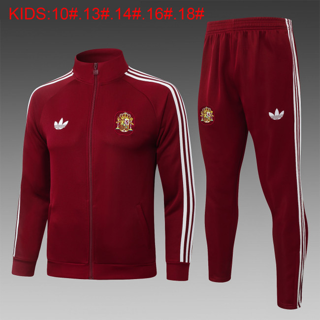 26-27 Spain Kids Brown Red Jacket Tracksuit（长拉童装）