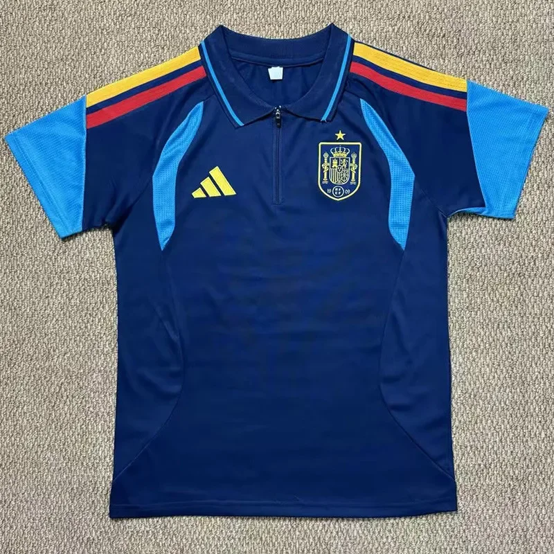 26-27 Spain Blue Polo Short Sleeve (半拉链)