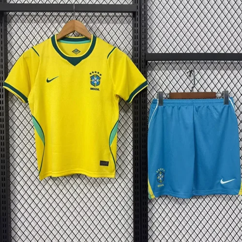 26-27 Brazil Home Kids Soccer Jersey