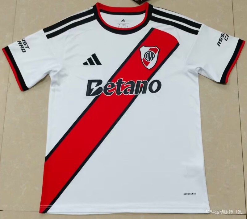 26-27 River Plate Home Fans Soccer Jersey (双袖广告)