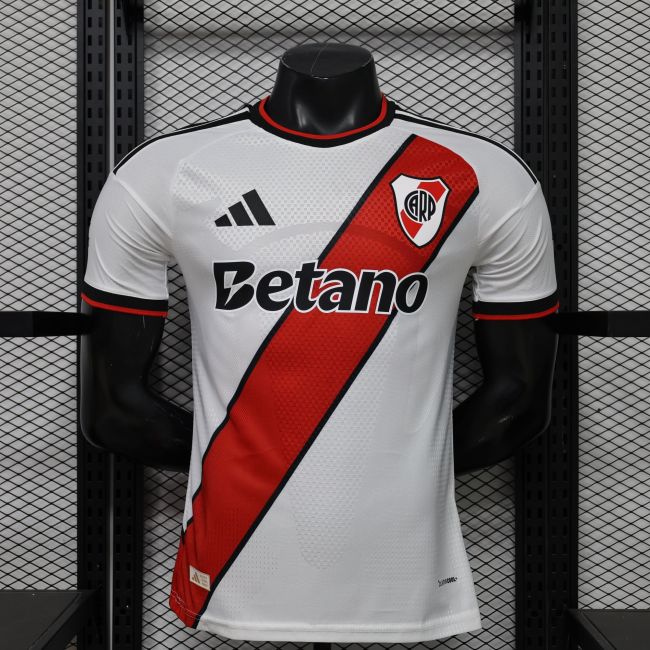 26-27 River Plate Home Player Version Soccer Jersey (双袖广告)