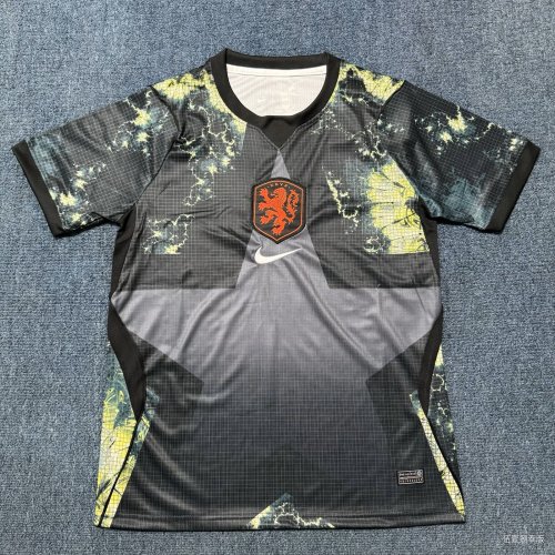 26-27 Netherlands Black Goalkeeper Fans Soccer Jersey