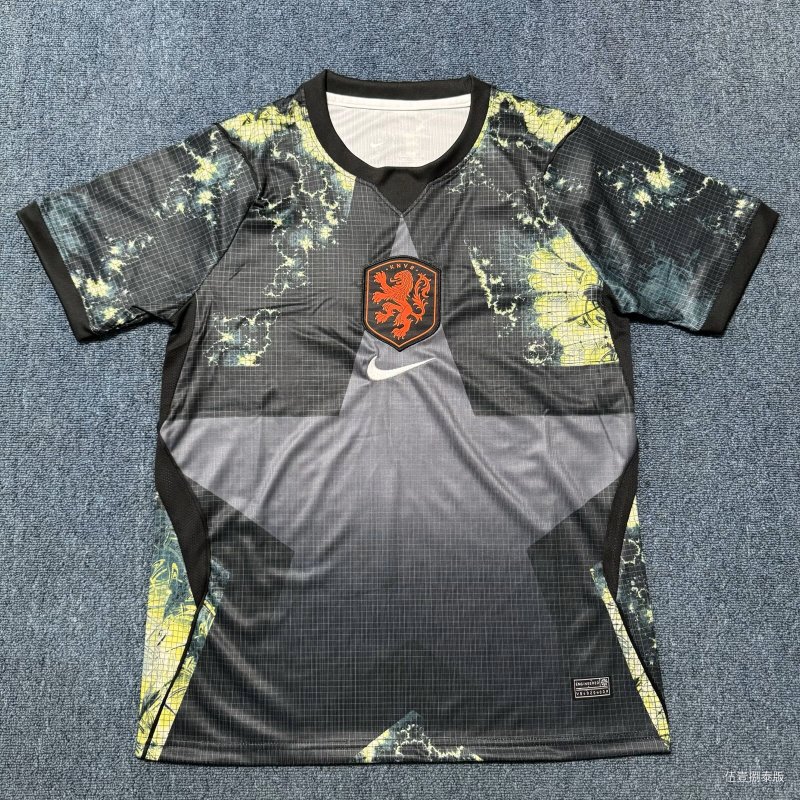26-27 Netherlands Black Goalkeeper Fans Soccer Jersey