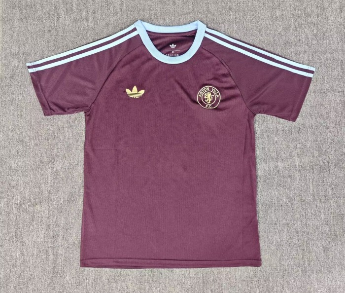 25-26 Aston Villa Brown Red Casual Edition Fans Training Shirts