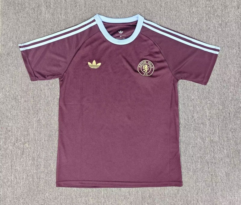 25-26 Aston Villa Brown Red Casual Edition Fans Training Shirts